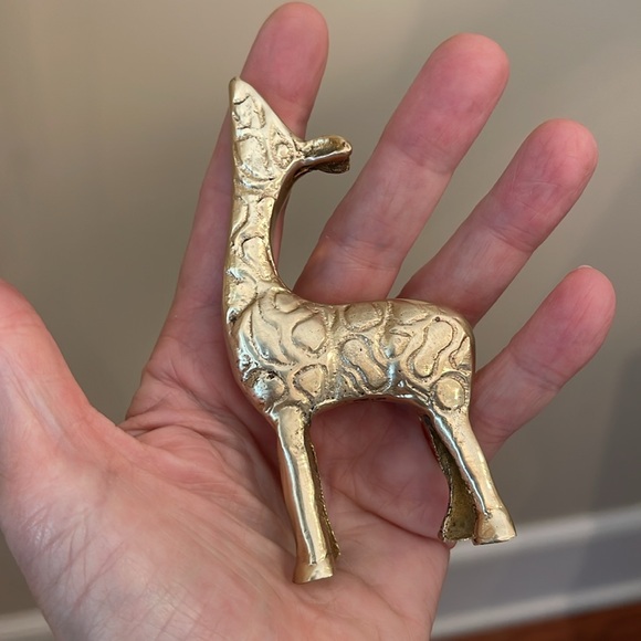 Vintage BRASS Baby Giraffe Sculpture Safari Decor Decorative Giraffe Figurine - Picture 11 of 16